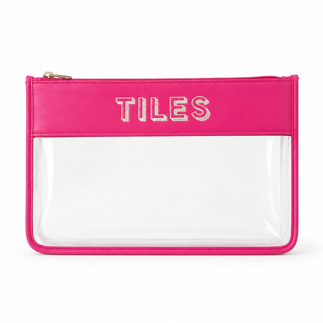 Empty fuchsia clear-front zip pouch