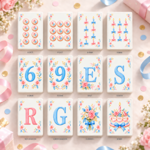 Birthday personalized Mahjong concept example; not a finished product photo