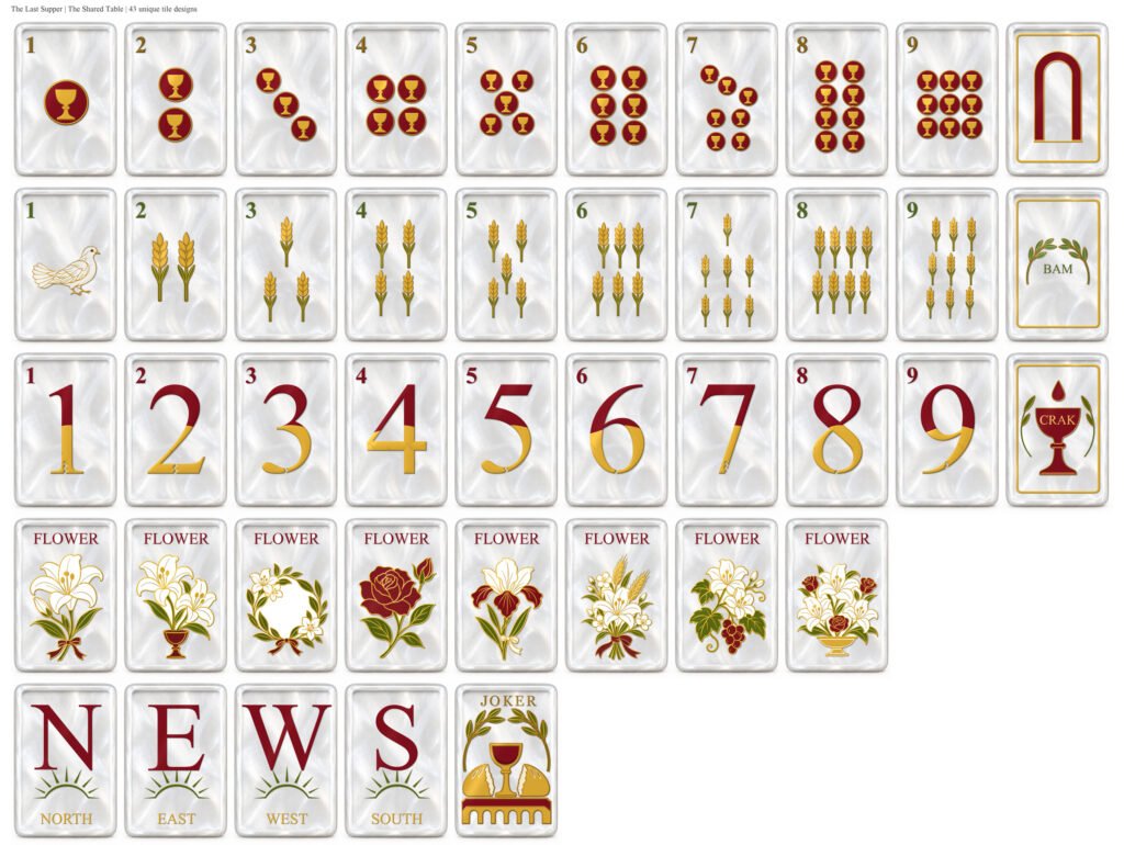 The Last Supper The Shared Table American mahjong: 43 unique tile designs.