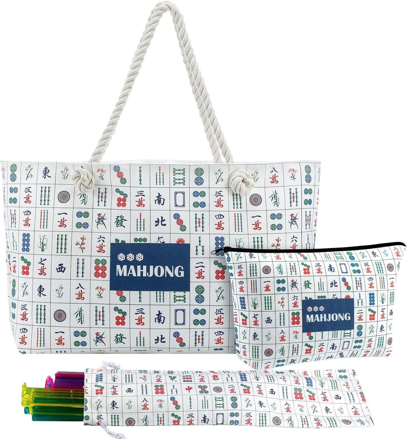 Mahjong Print three-piece Mahjong storage bag set