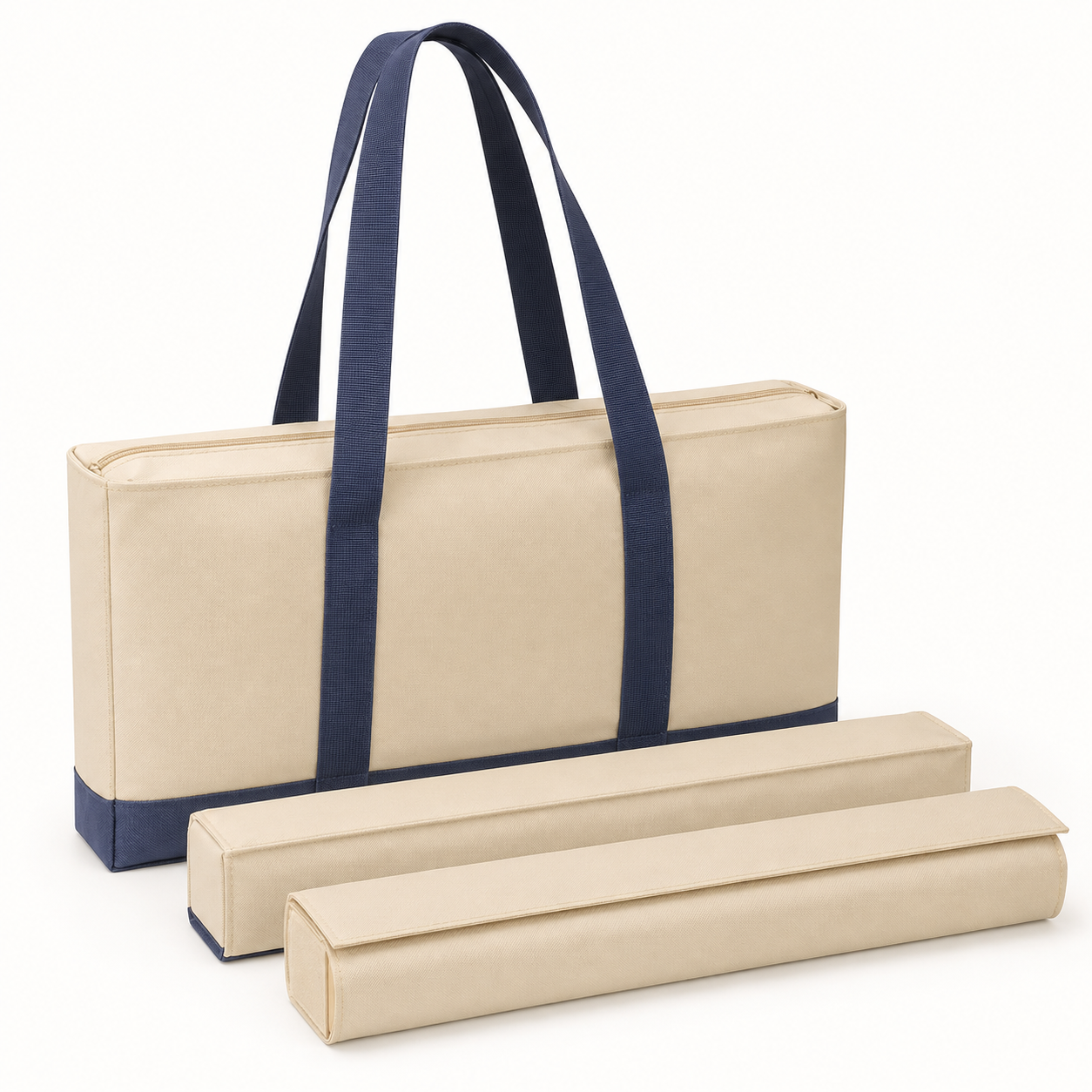Beige Mahla three-piece mahjong storage bag set