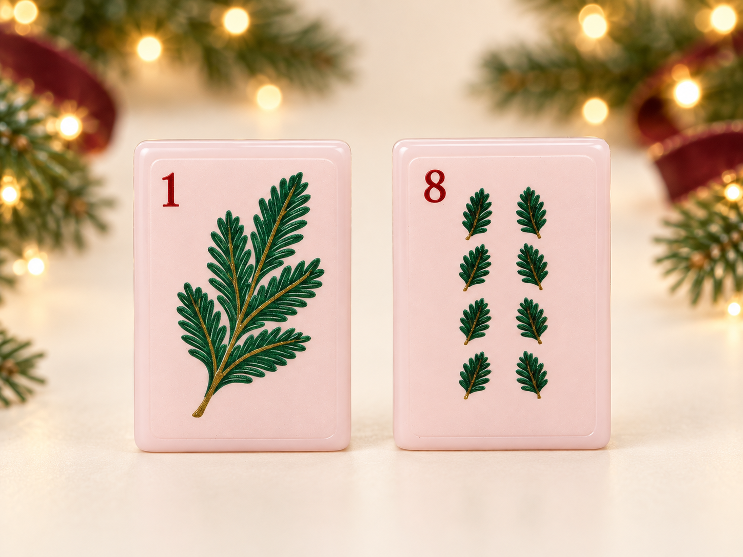 Nordic Midnight Christmas Mahjong — Bams · evergreen branch motifs