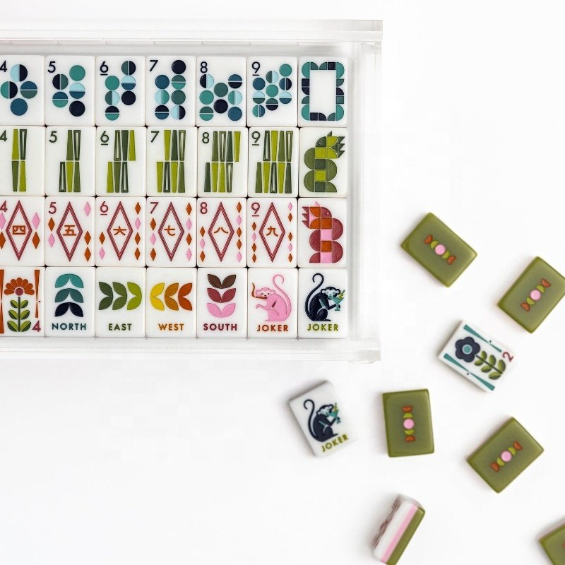 Olive Geometric American Mahjong Tile Set — Tile overview