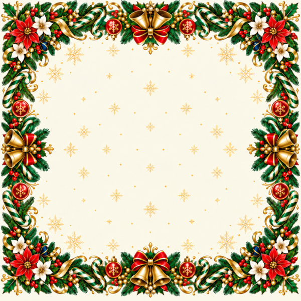 Classic Christmas Jubilee Mahjong Mat – 31.5 × 31.5 in — Open center