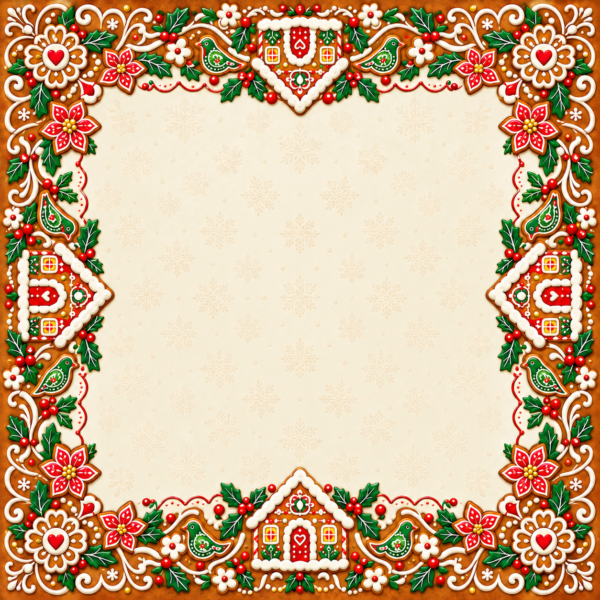 Gingerbread Icing House Mahjong Mat – 31.5 × 31.5 in — Open center