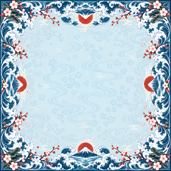 The Great Wave Mahjong Mat – 31.5 × 31.5 in — Open center