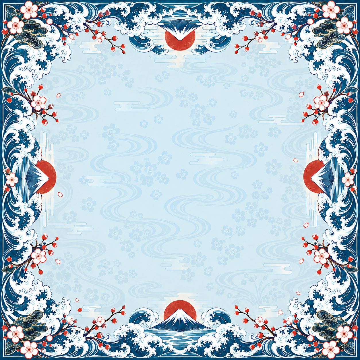 The Great Wave Mahjong Mat – 31.5 × 31.5 in — Open center