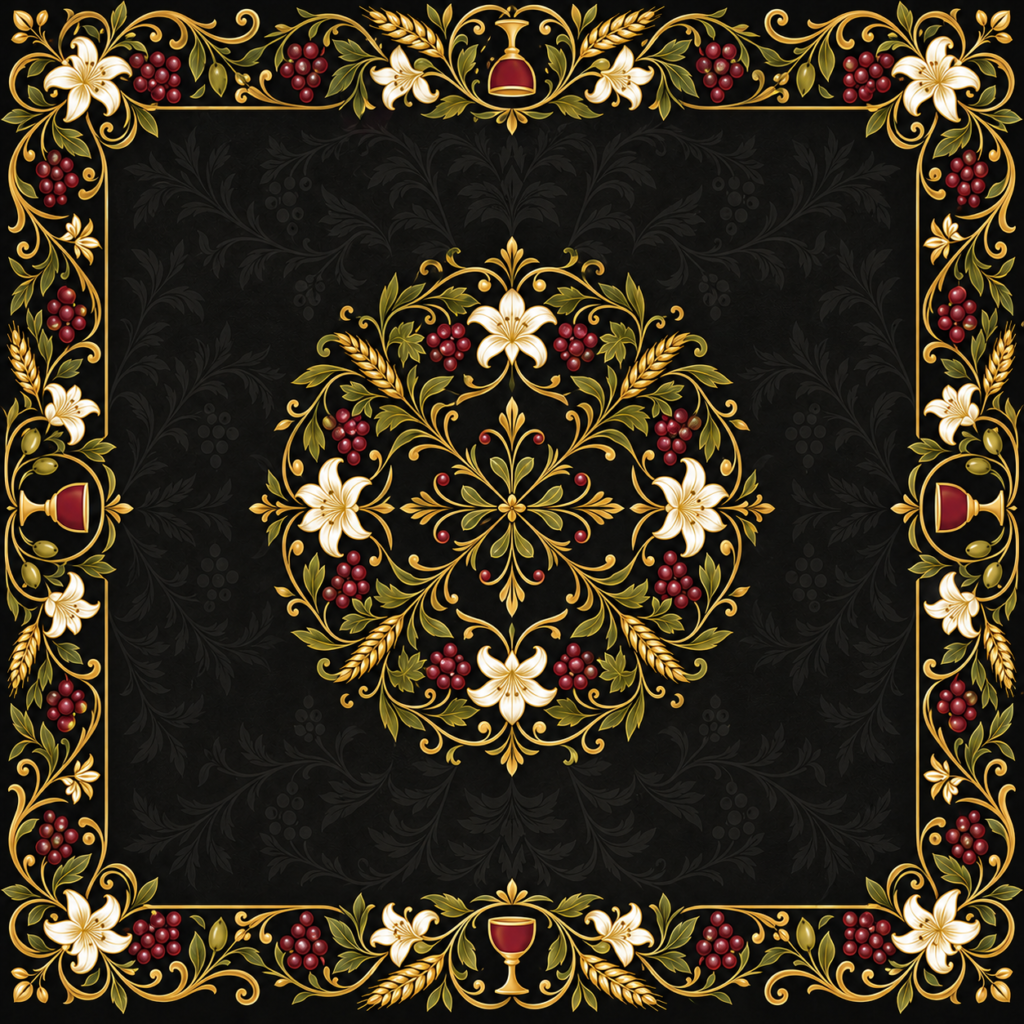 Last Supper Black & Gold Mahjong Mat – 31.5 × 31.5 in — Center artwork