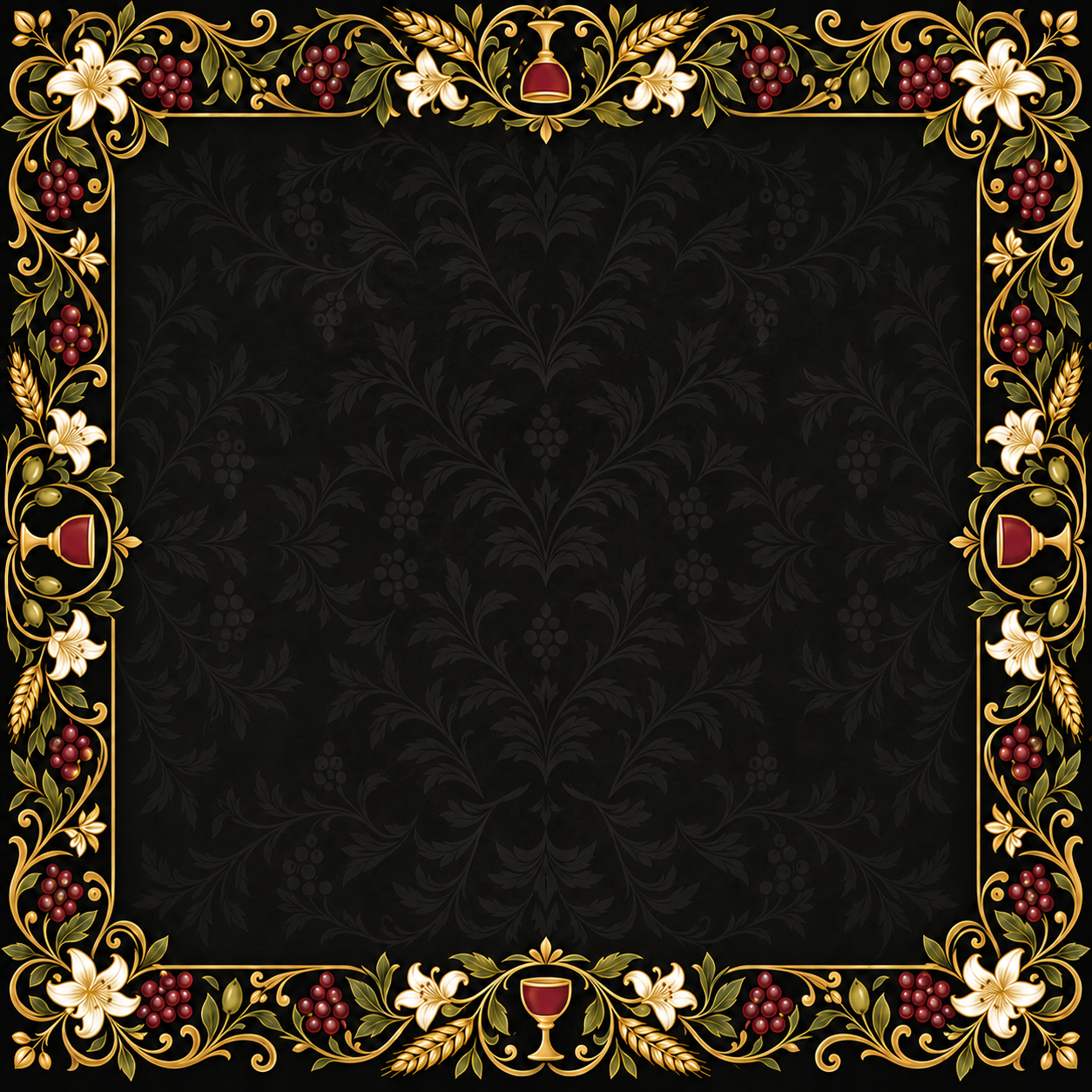 Last Supper Black & Gold Mahjong Mat – 31.5 × 31.5 in — Open center