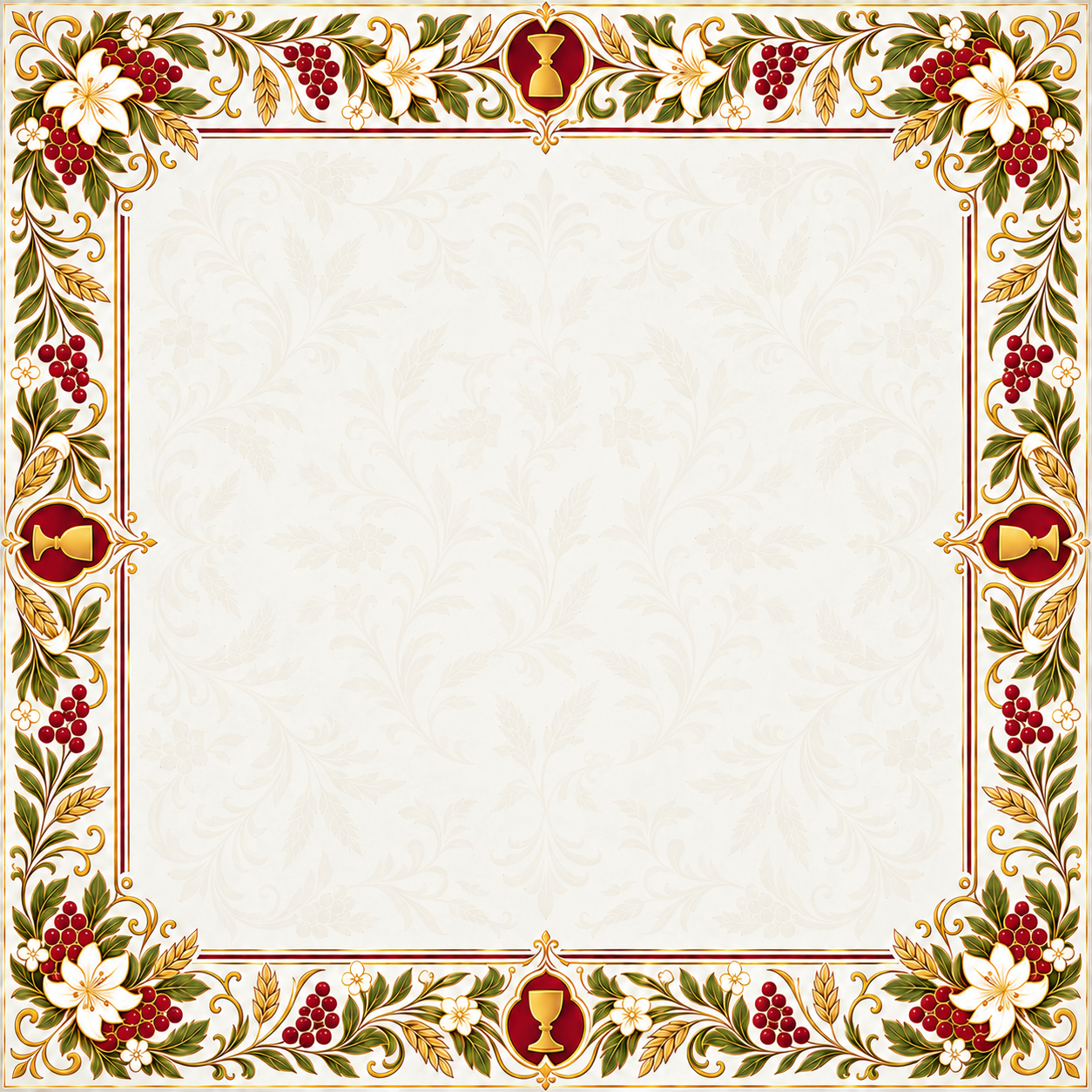 Last Supper Ivory Mahjong Mat – 31.5 × 31.5 in — Open center