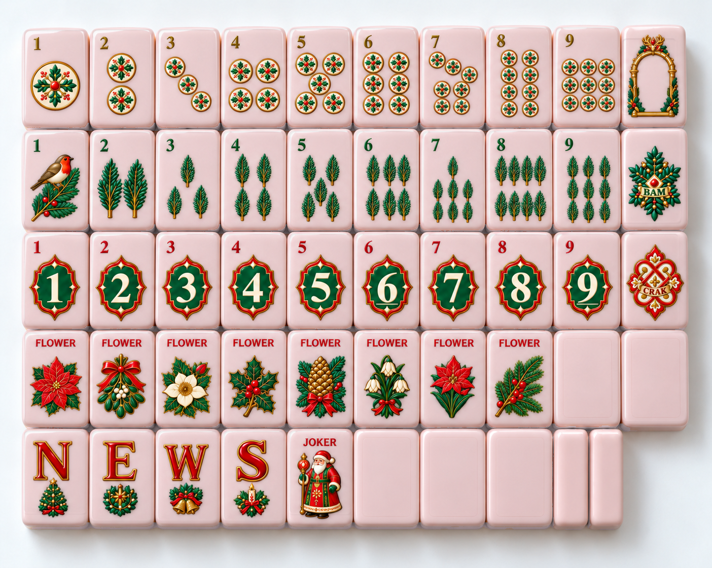 Nordic Midnight Christmas American Mahjong tiles