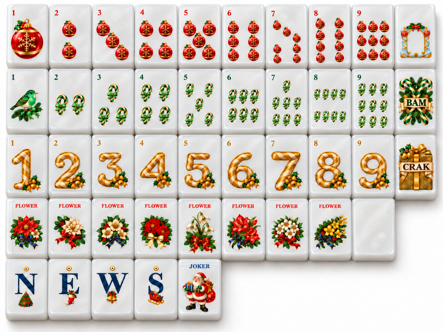 Classic Christmas Jubilee American Mahjong artwork overview