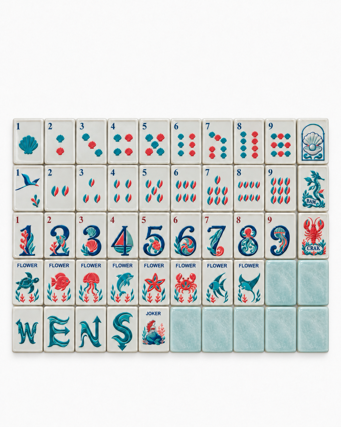Blue Current design visualization showing tile faces and backs