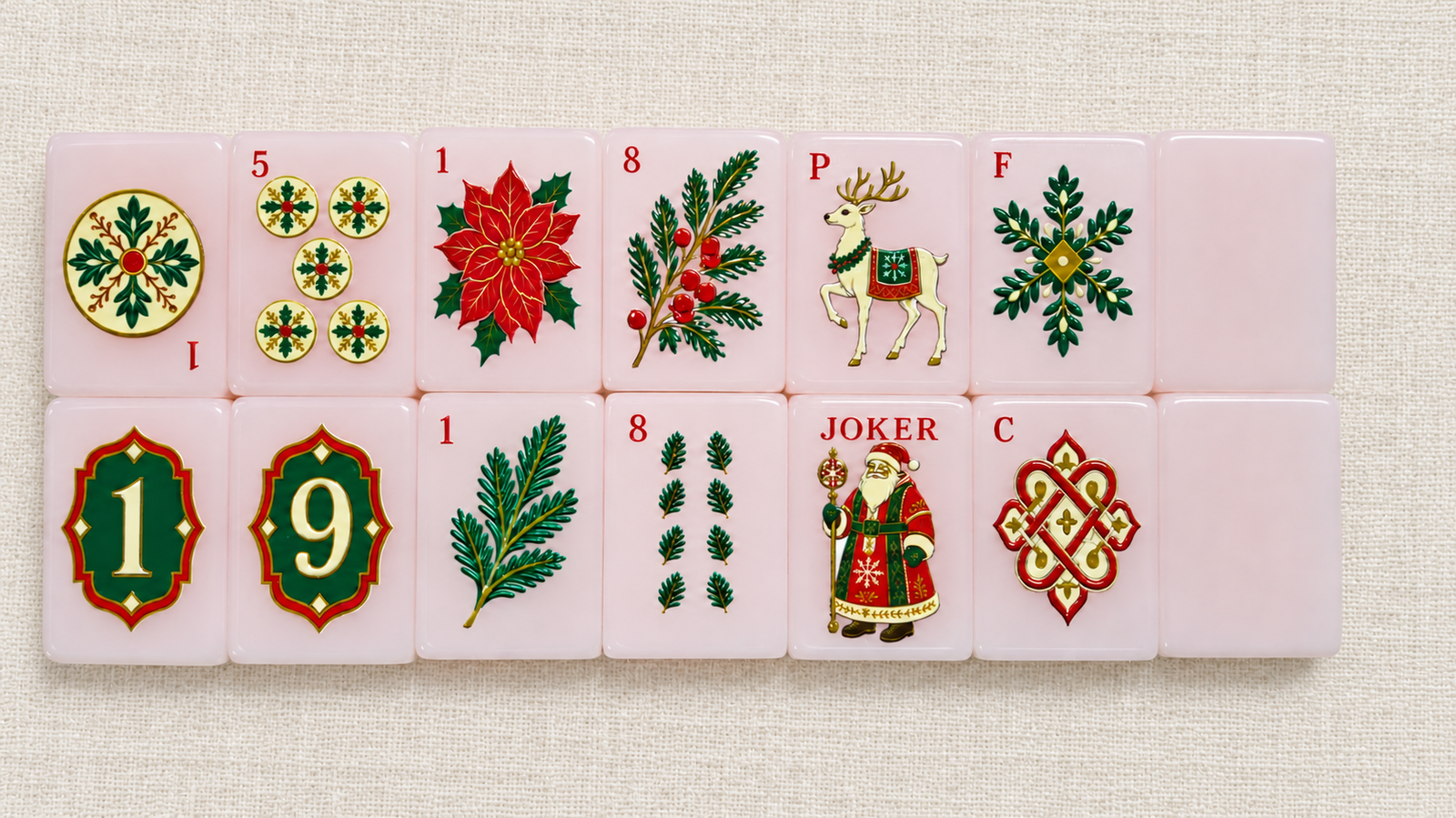 Nordic Midnight Christmas Mahjong — Early sample · front designs, angle one