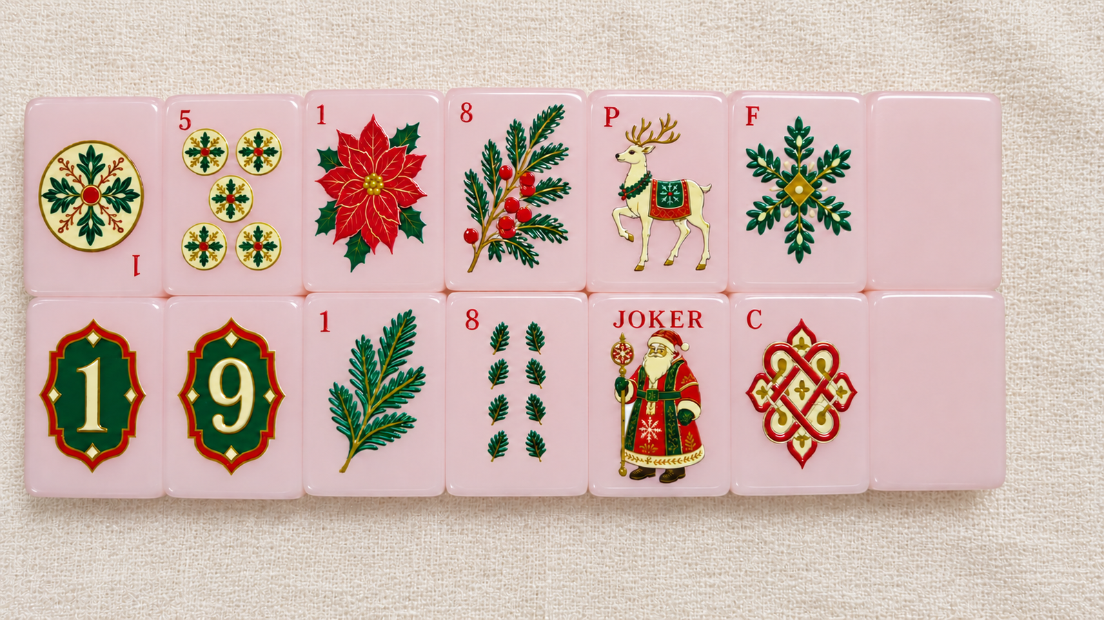 Nordic Midnight Christmas Mahjong — Early sample · front designs, angle two