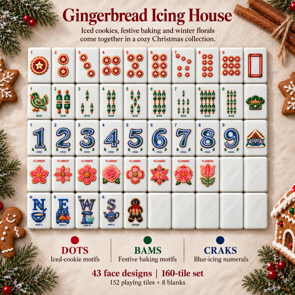 Gingerbread Icing House Christmas Mahjong — photo-style artwork presentation
