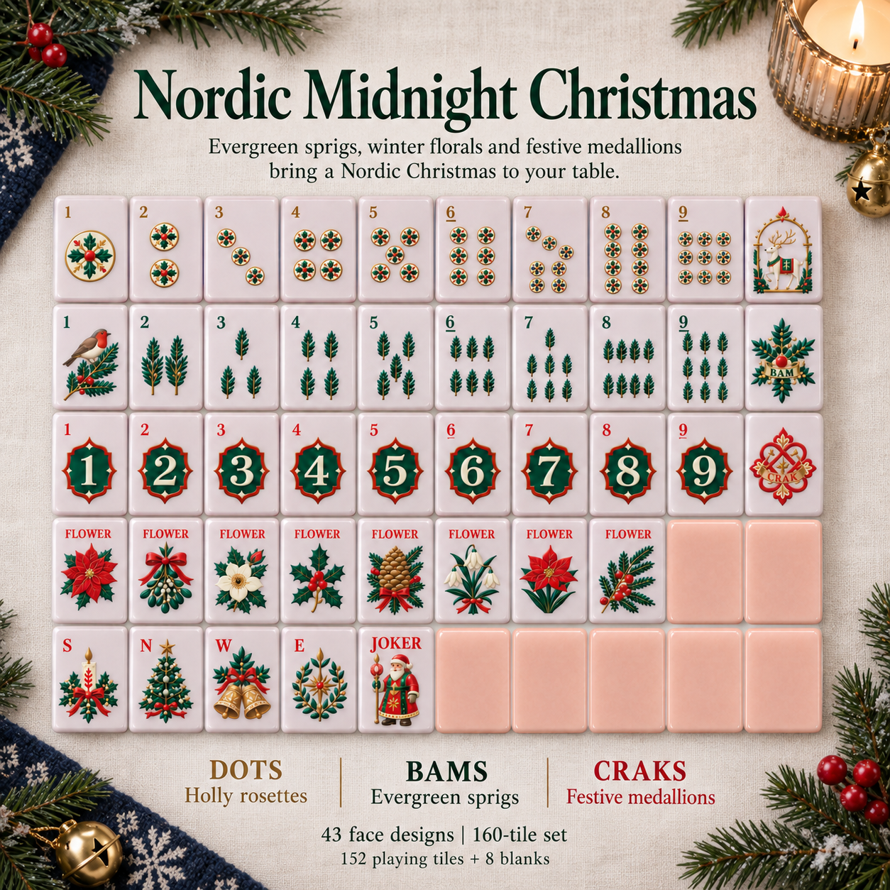 Nordic Midnight Christmas Mahjong — photo-style artwork presentation