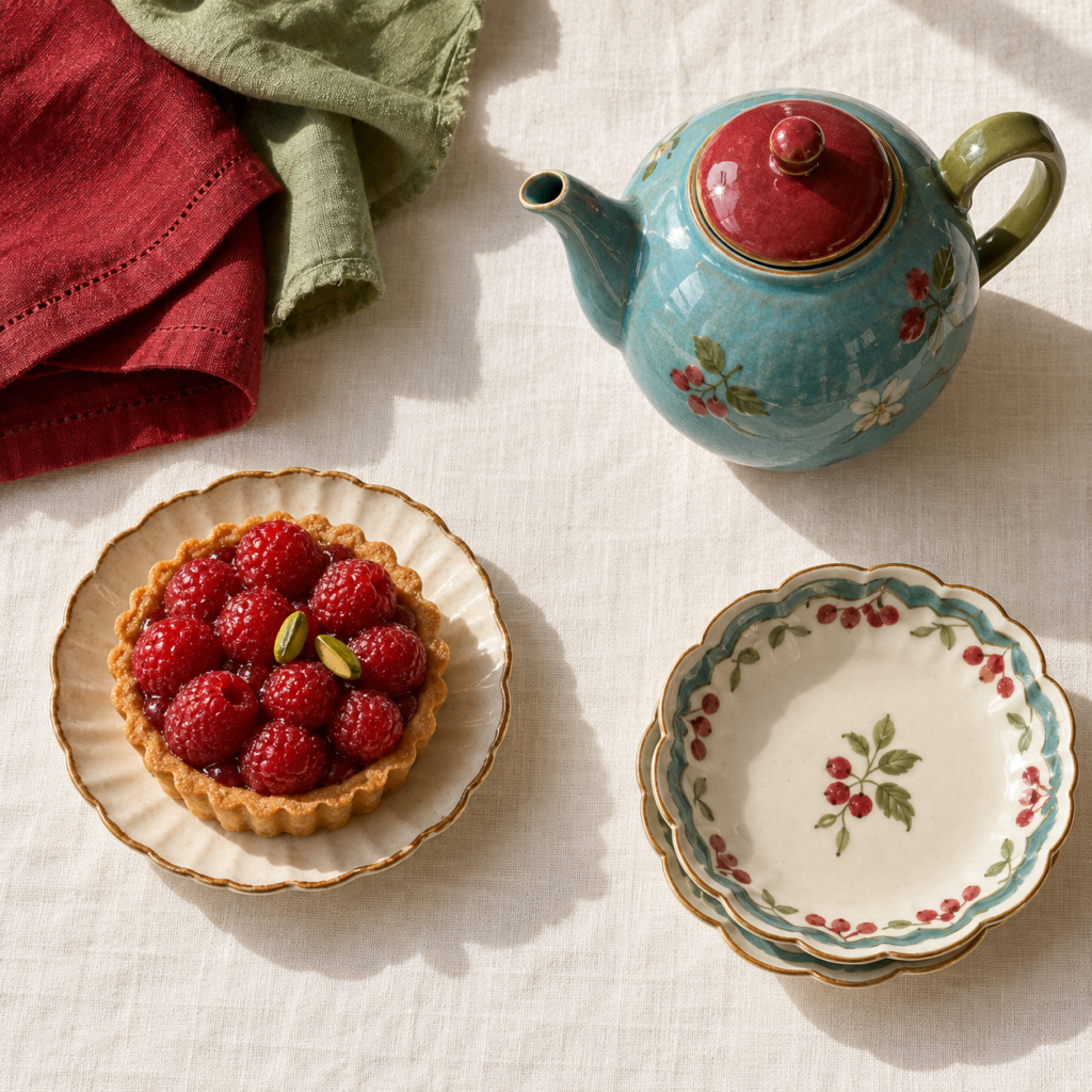 Tea, porcelain and desserts as inspiration