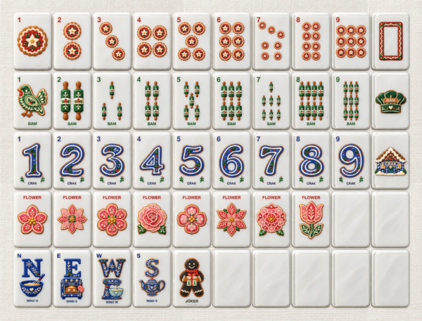 Gingerbread Icing House Christmas American Mahjong tile design