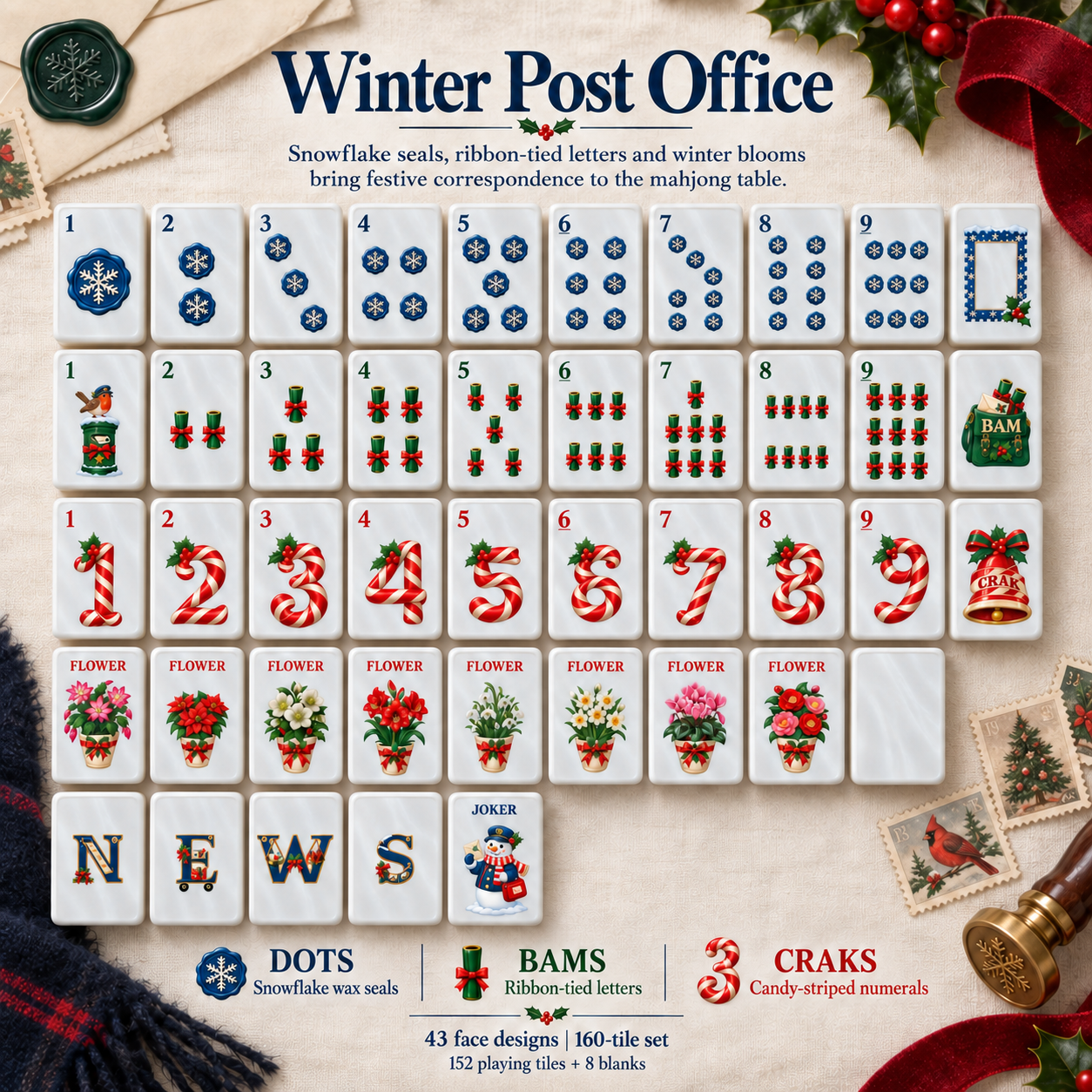 Winter Post Office Christmas Mahjong — photo-style artwork presentation