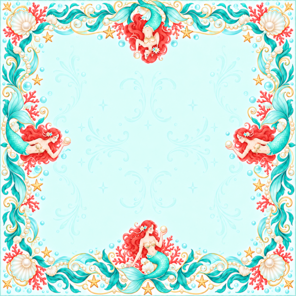 Mermaid Mahjong Mat – 31.5 × 31.5 in — Open center