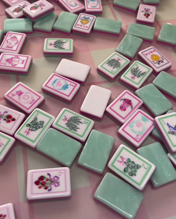 Mint & Strawberry American Mahjong Tile Set — Tile overview