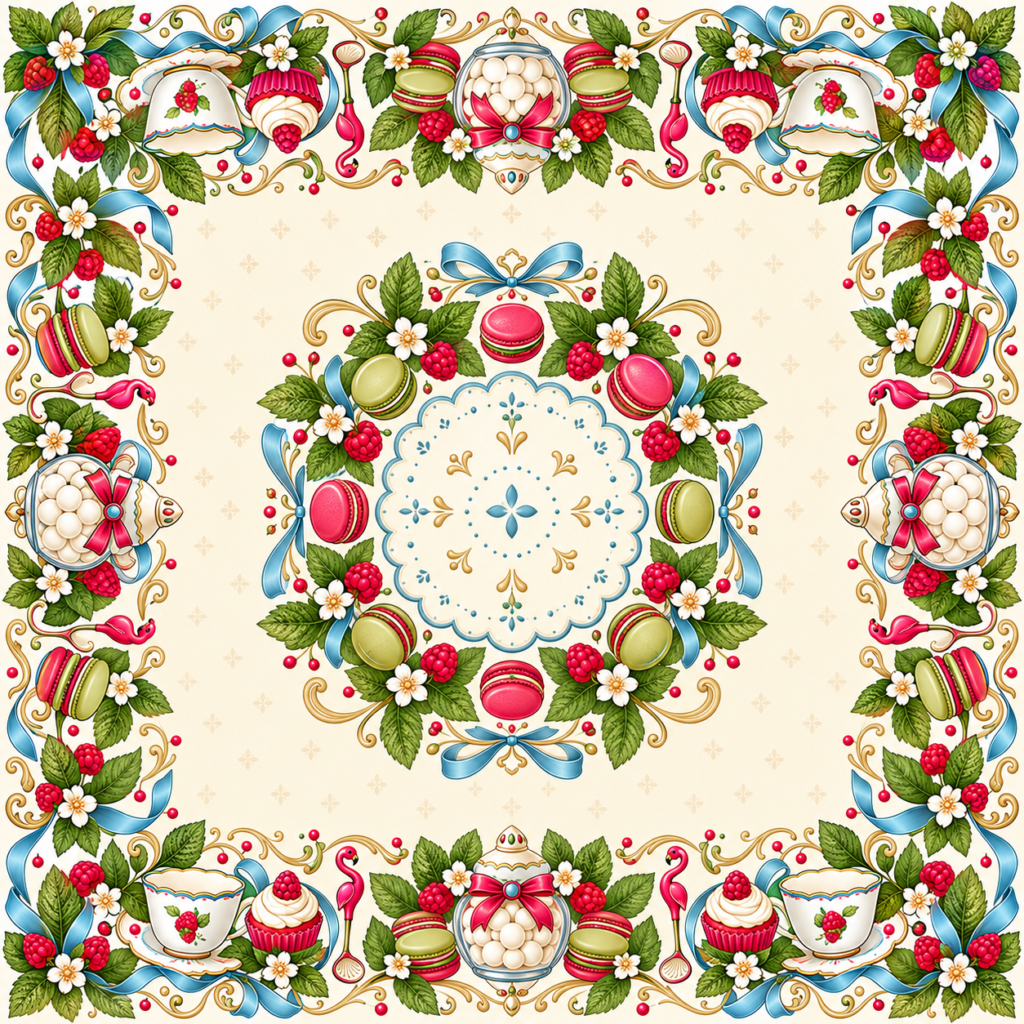 Sweet Afternoon Mahjong Mat – 31.5 × 31.5 in — Center artwork