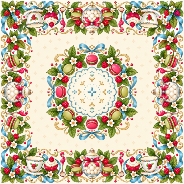 Sweet Afternoon Mahjong Mat – 31.5 × 31.5 in — Center artwork