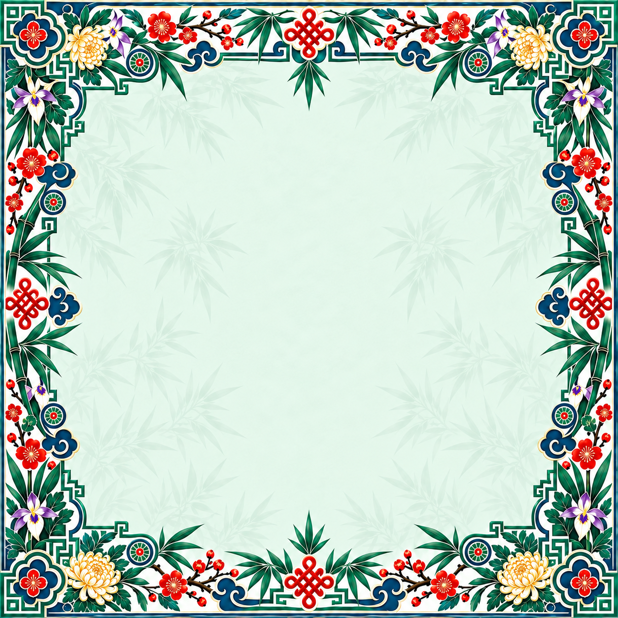 Traditional Chinese Mahjong Mat – 31.5 × 31.5 in — Open center