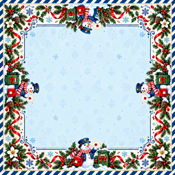 Winter Post Office Mahjong Mat – 31.5 × 31.5 in — Open center